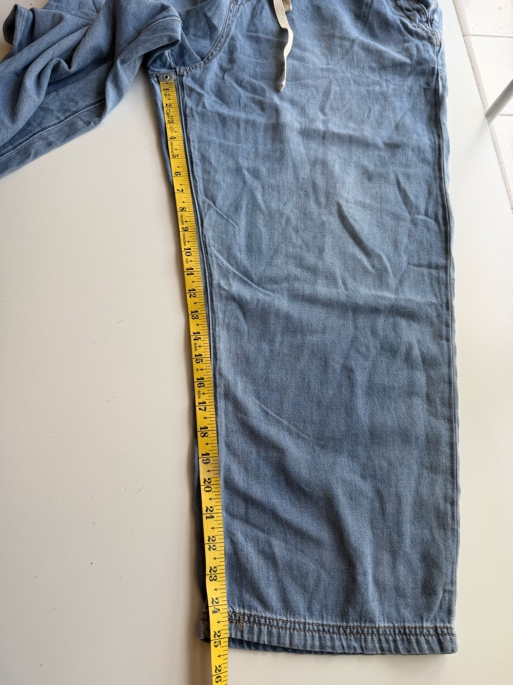 Kensie Jeans Womans Drawstring Light Blue Wash Cropped Jeans XXL - Picture 10 of 11